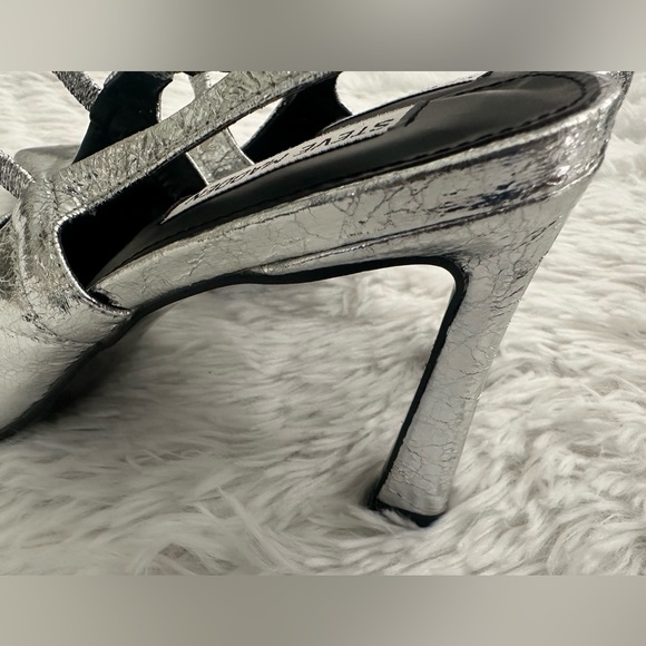 Steve Madden Grae‎ Silver Pointed Toe  Heels Slingback Shoes sz 9 - Picture 5 of 6